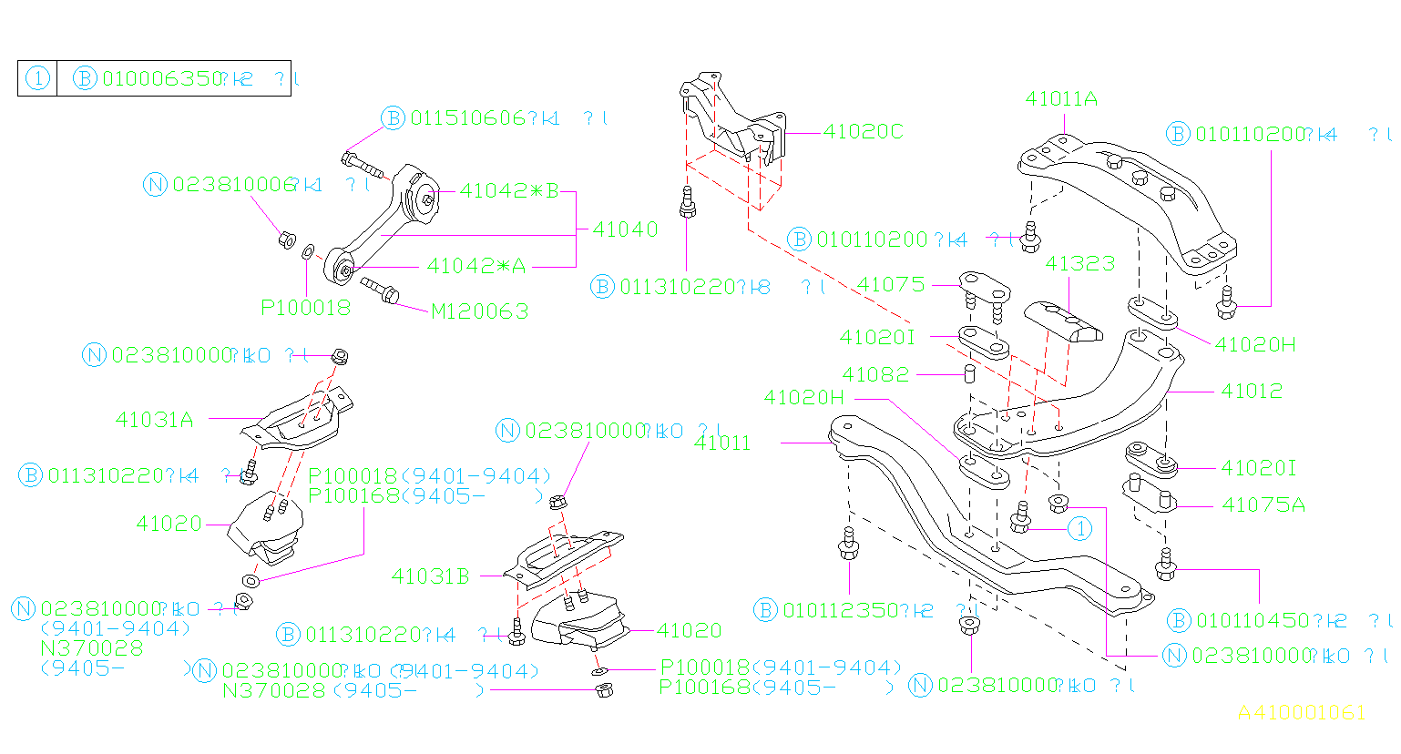 2000 Subaru Forester Engine Mount Crossmember - 41021AC470 | RK Subaru